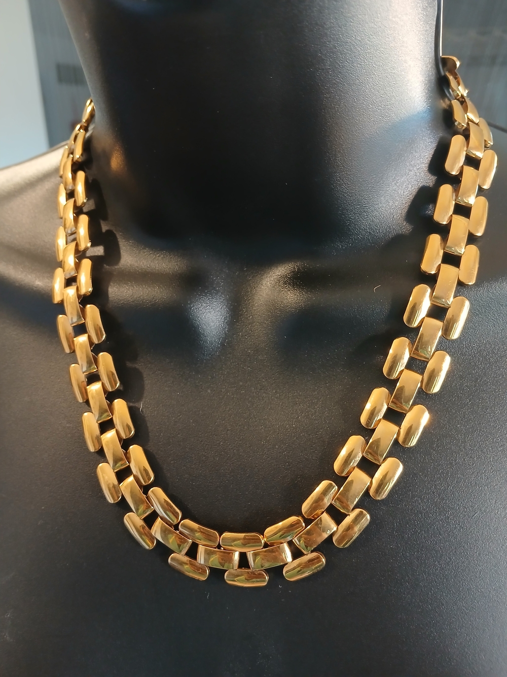 Vintage Napier/ Monet Shiny Gold Double-Row Link Necklace